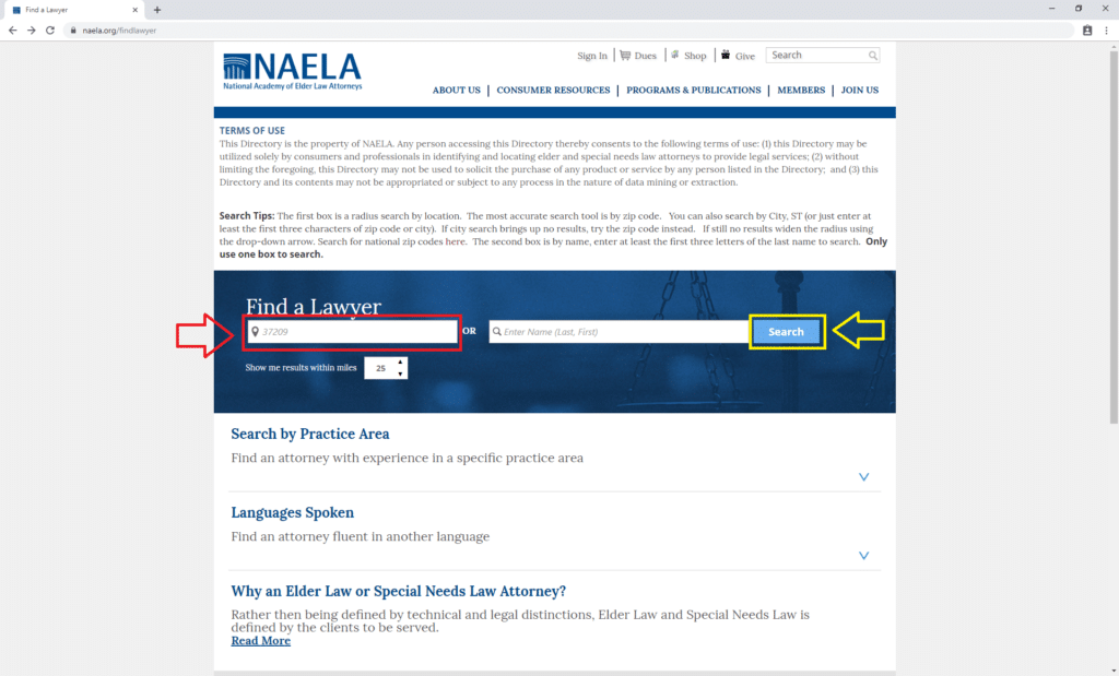 Elder Law Attorney Finder Step 2 | Medicare Plan Finder